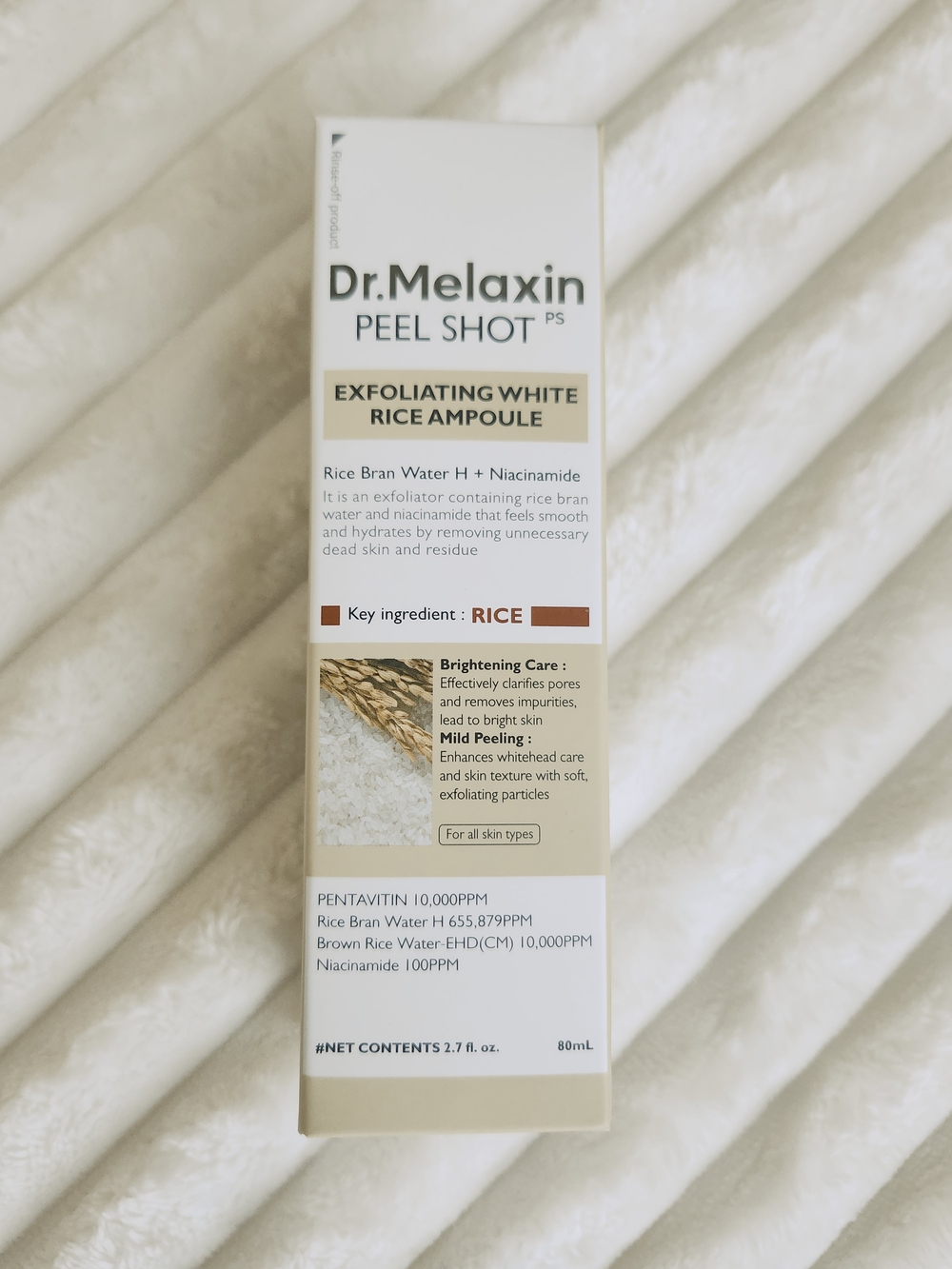 Dr.Melaxin Peel Shot Exfoliating White Rice Ampoule 80mL K-Beauty Sealed
